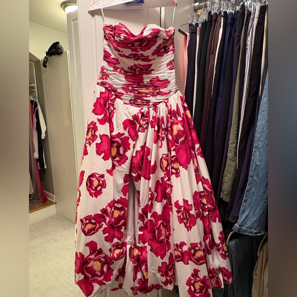 Aje Strapless Pink Floral Ballgown Dress - Picture 7 of 10